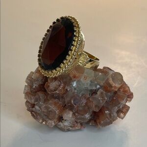 Vintage Gold and Red Solid PerfumeAdjustable Gemstone Ring